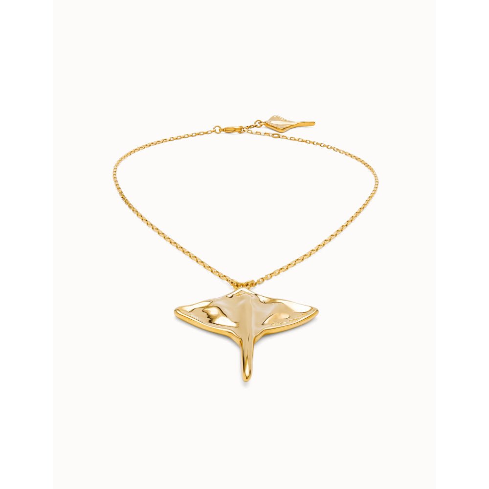 Unode50 18k Gold Plated Manta Ray Short Chain Pendant Necklace - MococoUNOde50COL1930ORONecklaces