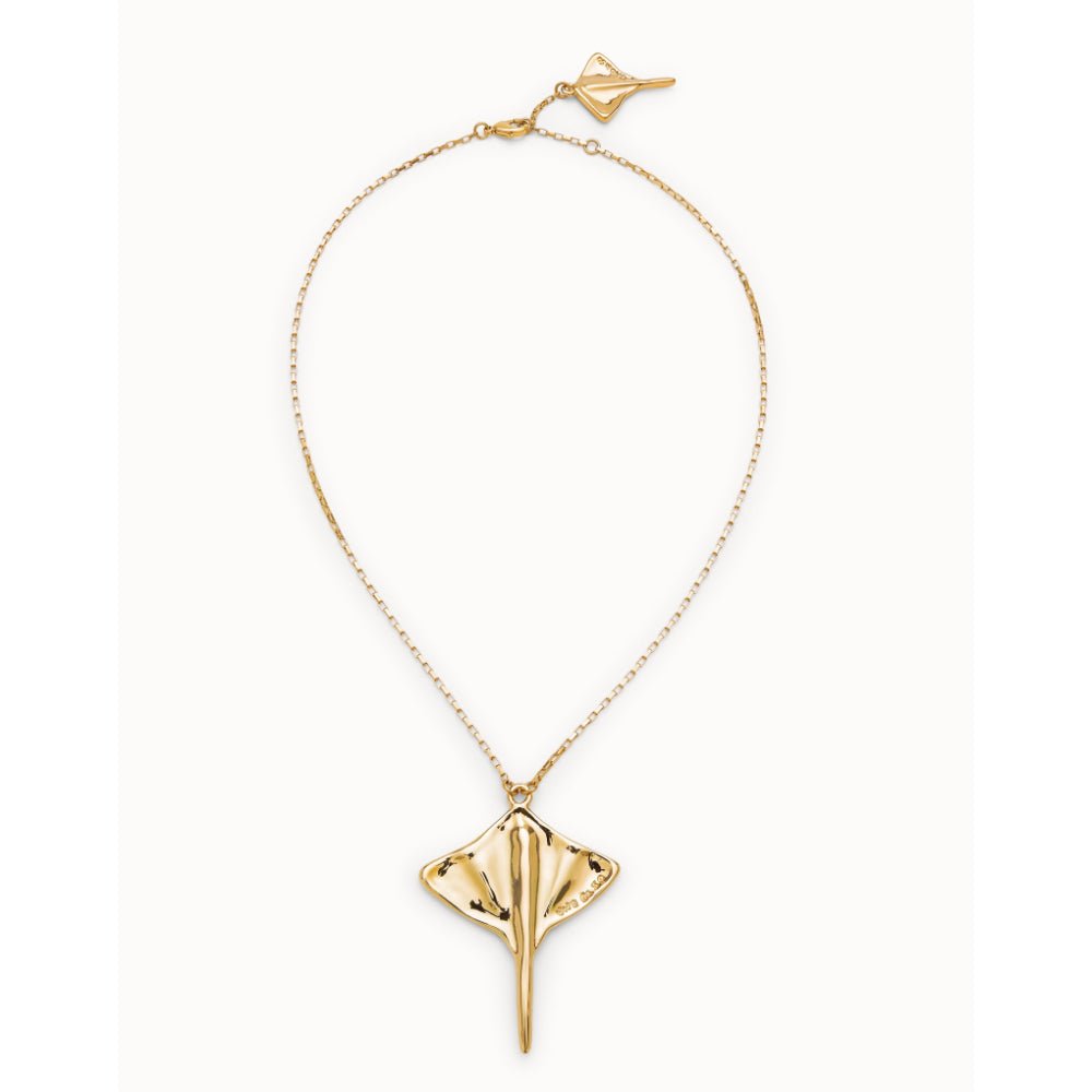 Unode50 18k Gold Plated Manta Ray Short Chain Pendant Necklace - MococoUNOde50COL1930ORONecklaces