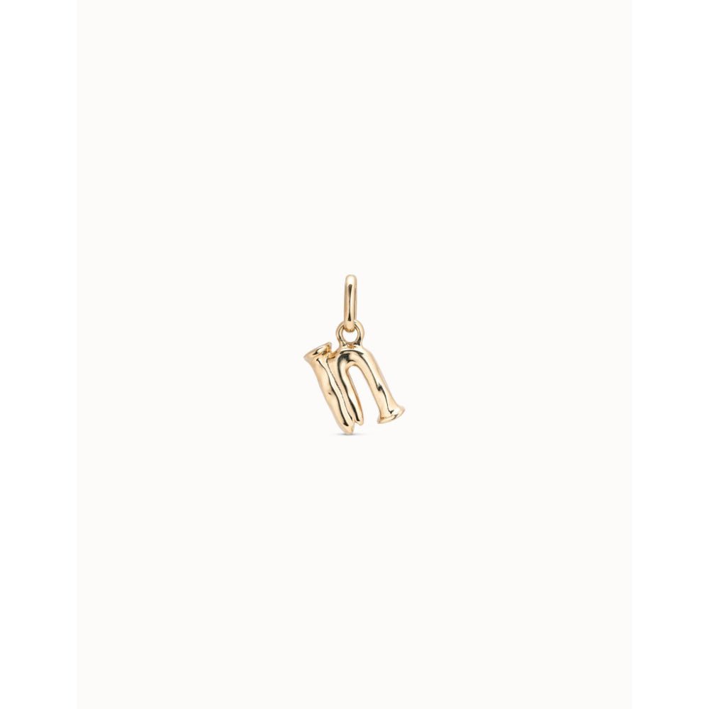 Unode50 18K Gold Plated Medium N Initial Charm - MococoUNOde50CHA0040-18KCharms
