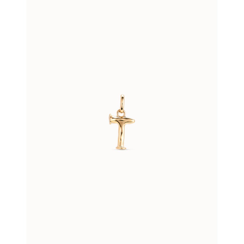 Unode50 18K Gold Plated Medium T Initial Charm - MococoUNOde50CHA0046-18KCharms