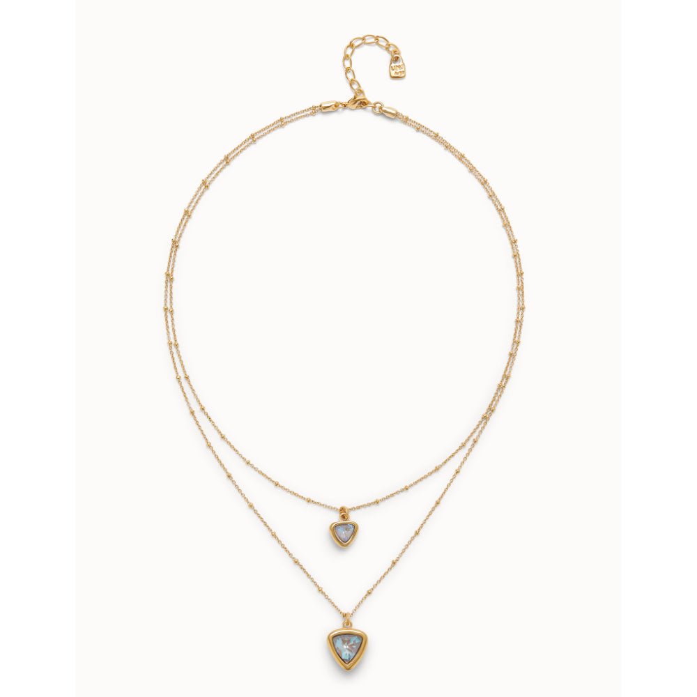 Unode50 18K Gold Plated Multi - Layer Pendant Link Chain Crystal Necklace - MococoUNOde50COL2001Necklace