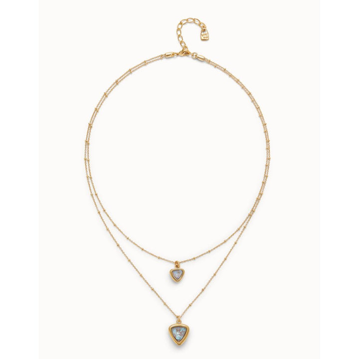 Unode50 18K Gold Plated Multi - Layer Pendant Link Chain Crystal Necklace - MococoUNOde50COL2001Necklaces