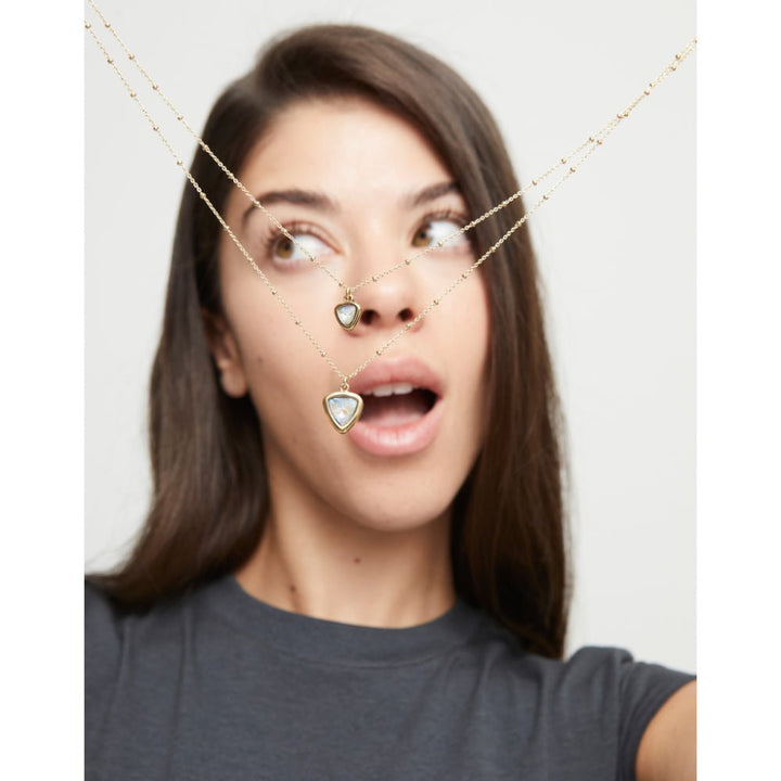 Unode50 18K Gold Plated Multi - Layer Pendant Link Chain Crystal Necklace - MococoUNOde50COL2001Necklaces