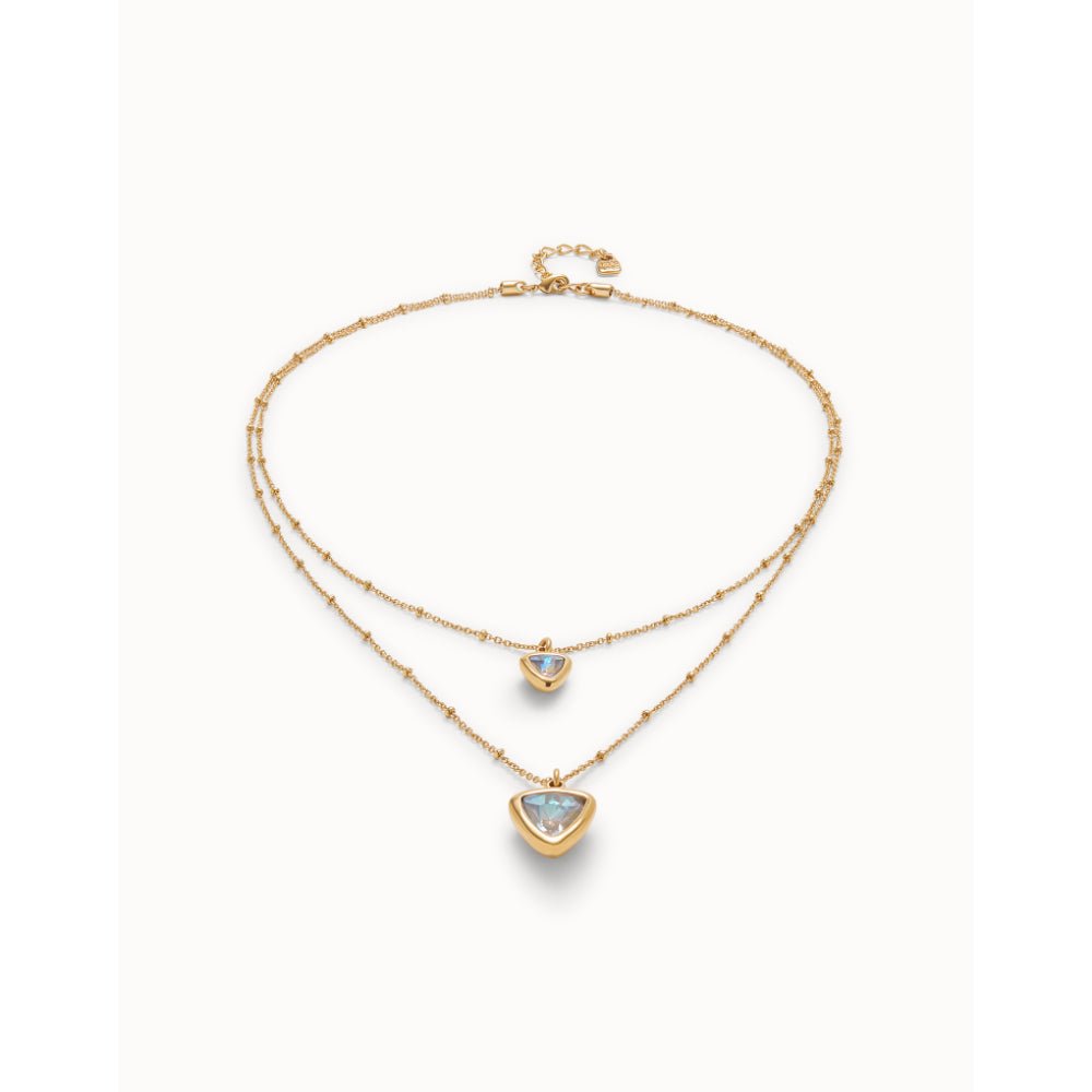 Unode50 18K Gold Plated Multi - Layer Pendant Link Chain Crystal Necklace - MococoUNOde50COL2001Necklace