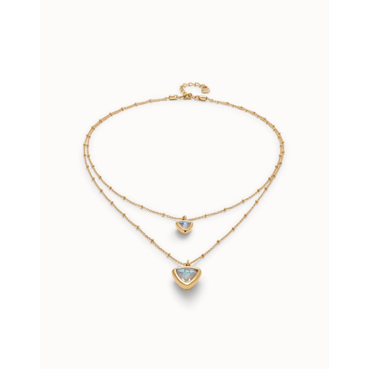 Unode50 18K Gold Plated Multi - Layer Pendant Link Chain Crystal Necklace - MococoUNOde50COL2001Necklace