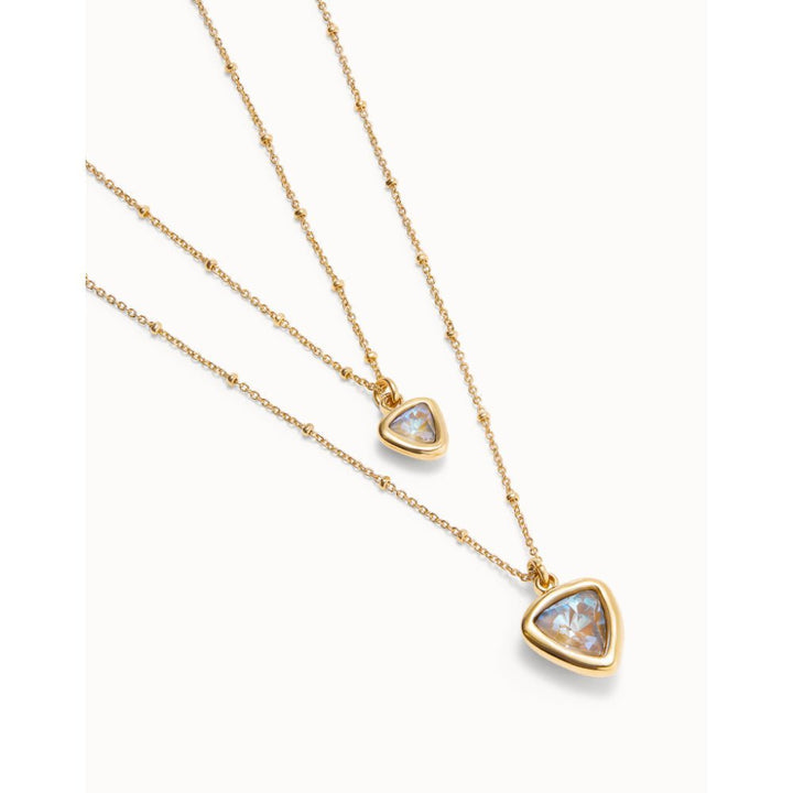 Unode50 18K Gold Plated Multi - Layer Pendant Link Chain Crystal Necklace - MococoUNOde50COL2001Necklaces