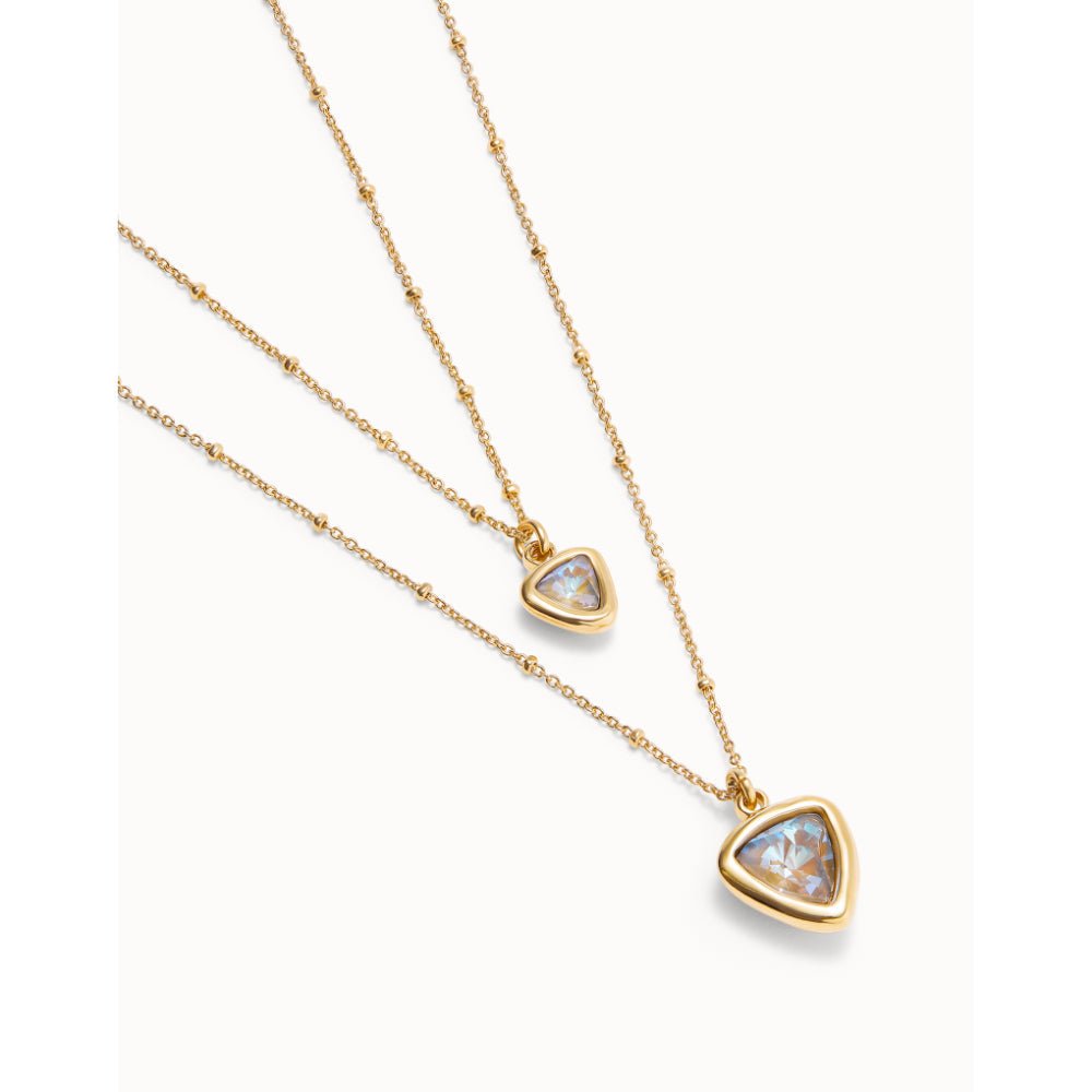 Unode50 18K Gold Plated Multi - Layer Pendant Link Chain Crystal Necklace - MococoUNOde50COL2001Necklace