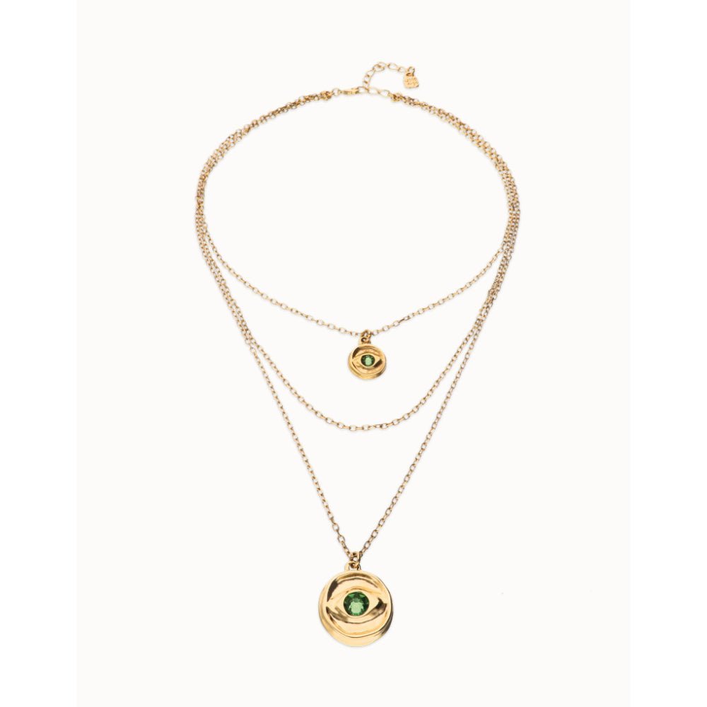 Unode50 18K Gold Plated Multi Strand Chain an Eye Necklace - COL2042 - MococoUNOde50COL2042Necklaces