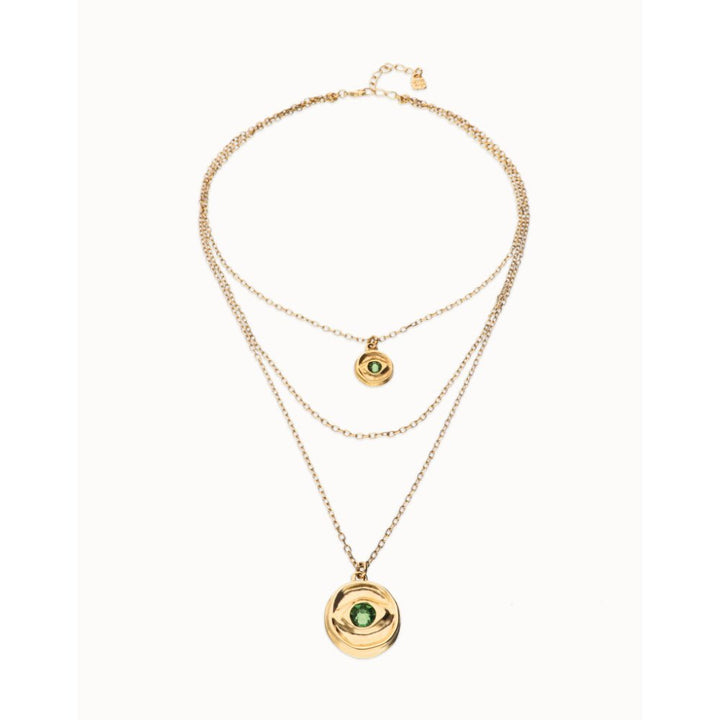 Unode50 18K Gold Plated Multi Strand Chain an Eye Necklace - COL2042 - MococoUNOde50COL2042Necklaces