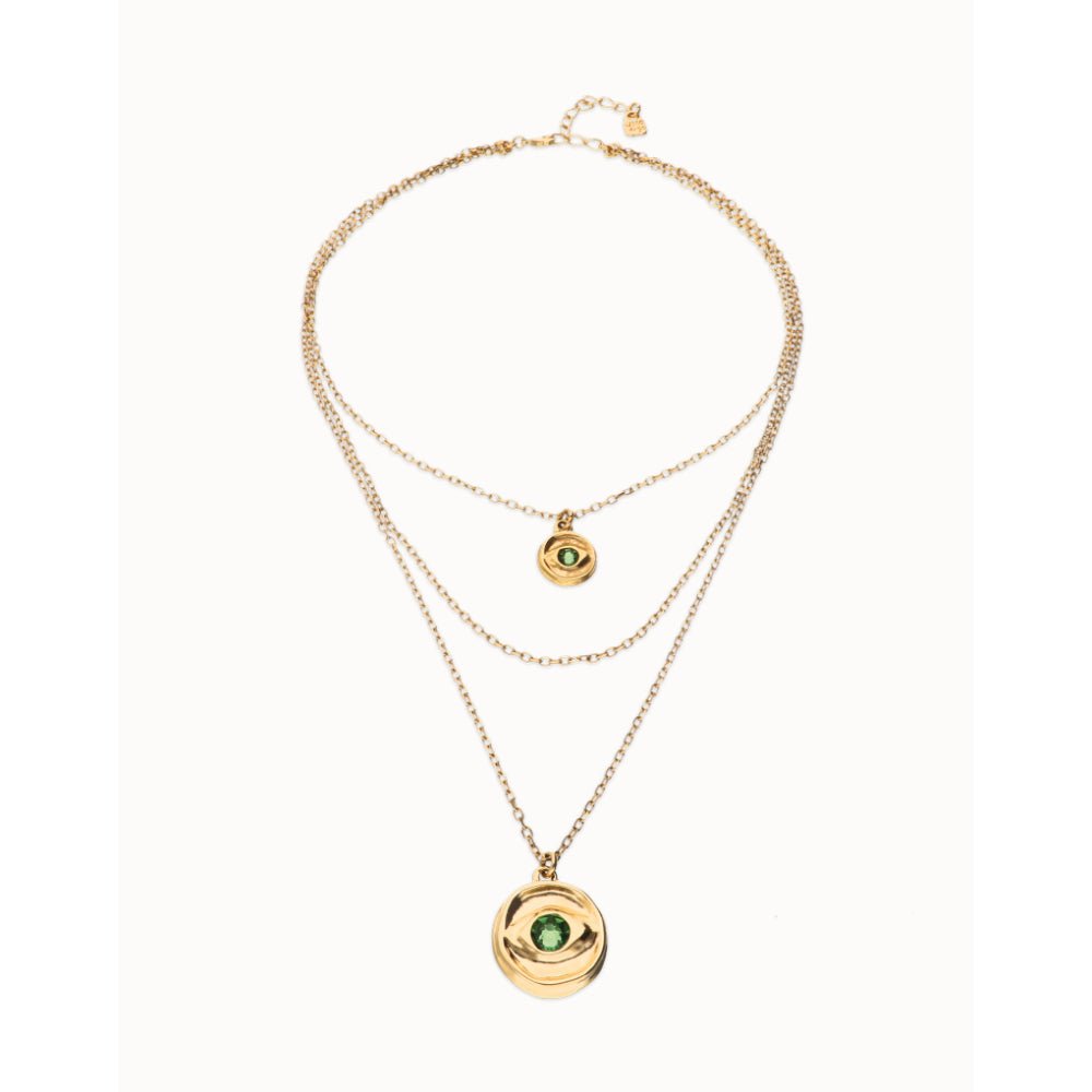 Unode50 18K Gold Plated Multi Strand Chain an Eye Necklace - COL2042 - MococoUNOde50COL2042Necklace