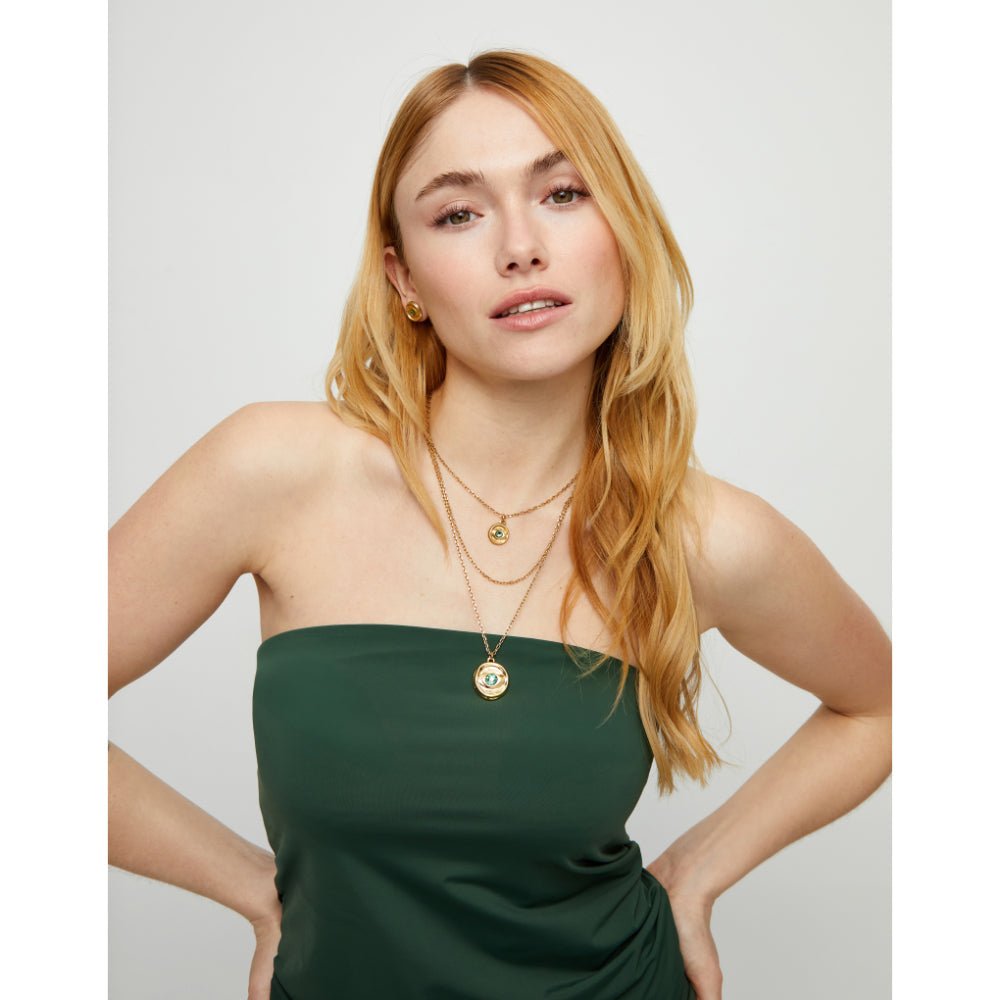 Unode50 18K Gold Plated Multi Strand Chain an Eye Necklace - COL2042 - MococoUNOde50COL2042Necklace