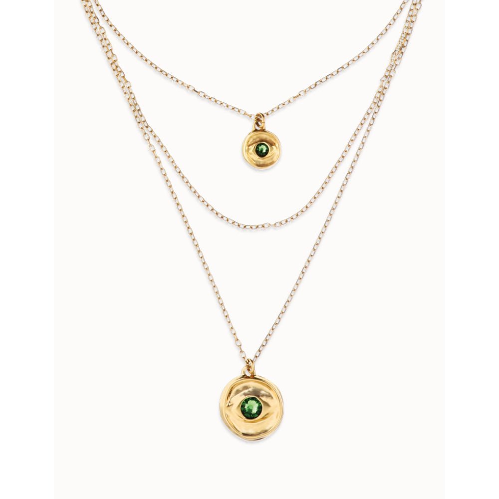 Unode50 18K Gold Plated Multi Strand Chain an Eye Necklace - COL2042 - MococoUNOde50COL2042Necklaces