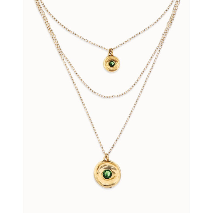 Unode50 18K Gold Plated Multi Strand Chain an Eye Necklace - COL2042 - MococoUNOde50COL2042Necklaces