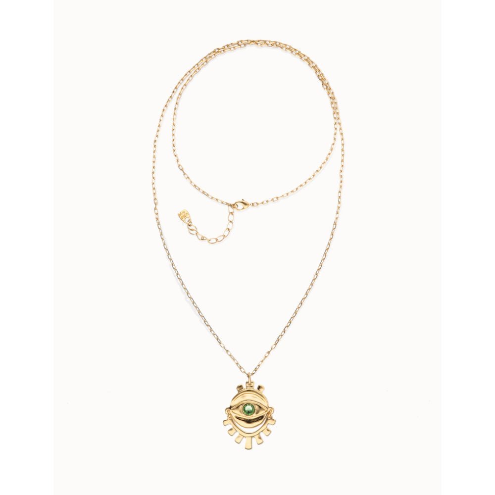 Unode50 18K Gold Plated Multi Strand Chain an Eye Necklace - MococoUNOde50COL2037Necklaces
