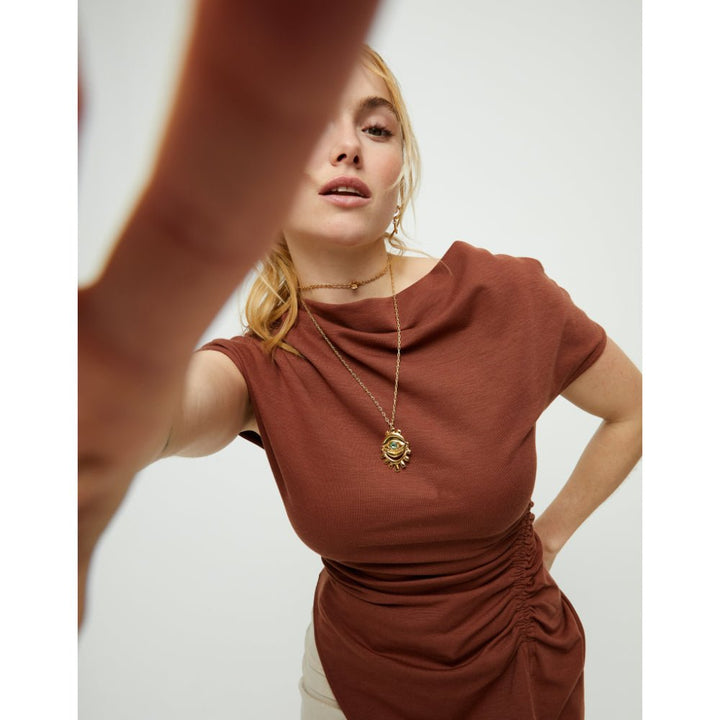 Unode50 18K Gold Plated Multi Strand Chain an Eye Necklace - MococoUNOde50COL2037Necklace