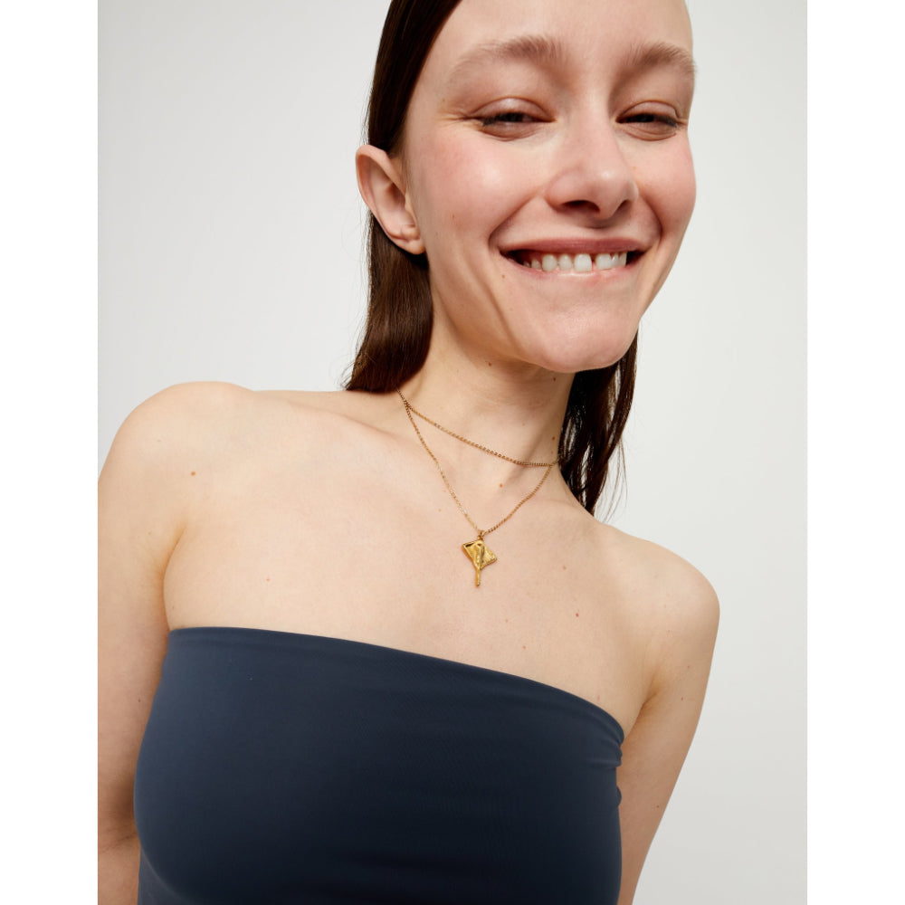 Unode50 18K Gold Plated Multi Strand Chain Manta Ray Necklace image 1