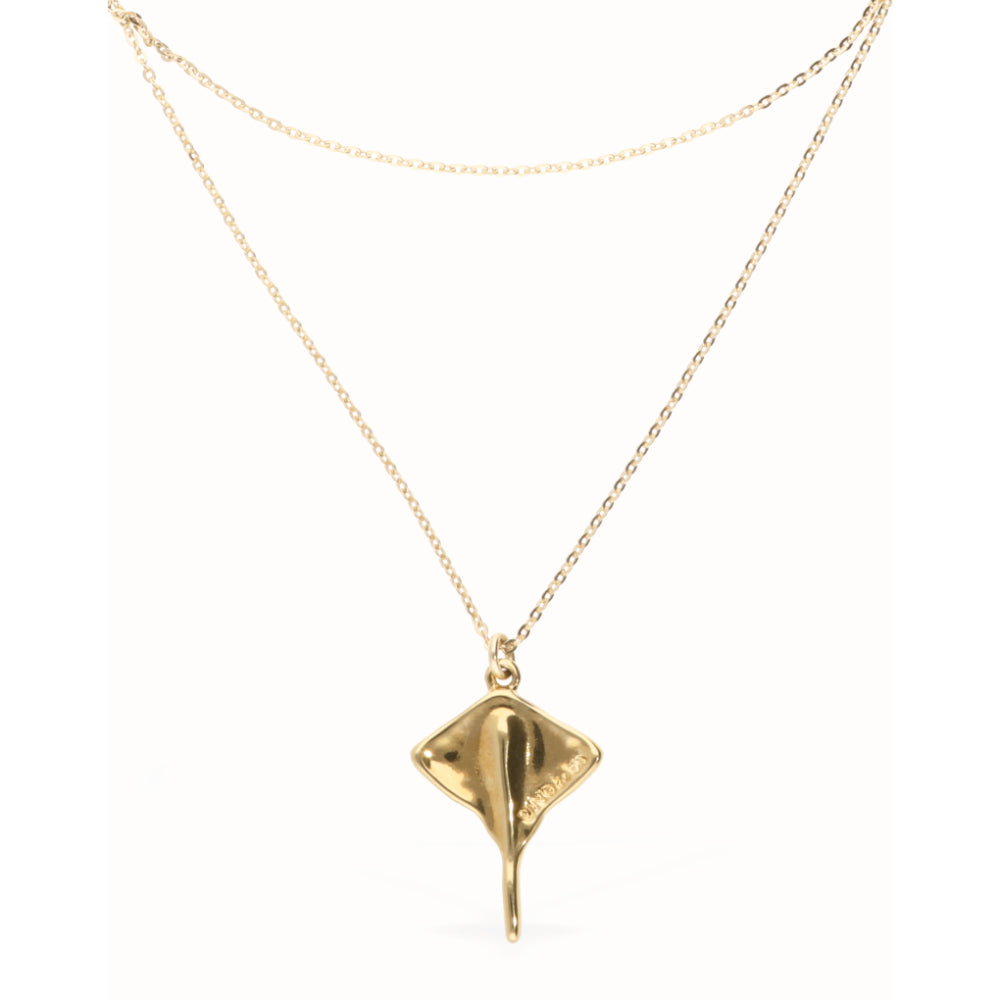 Unode50 18K Gold Plated Multi Strand Chain Manta Ray Necklace image 2