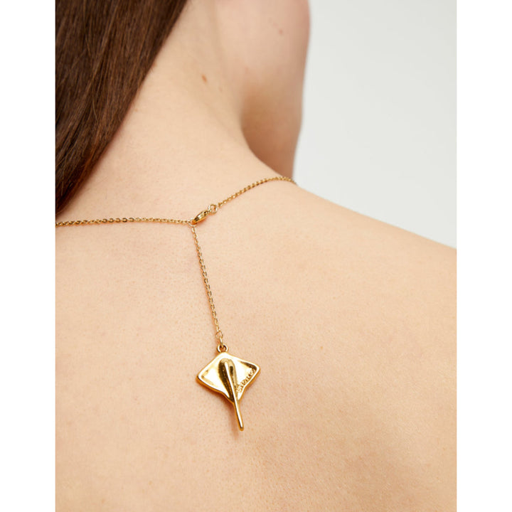 Unode50 18K Gold Plated Multi Strand Chain Manta Ray Necklace image 3