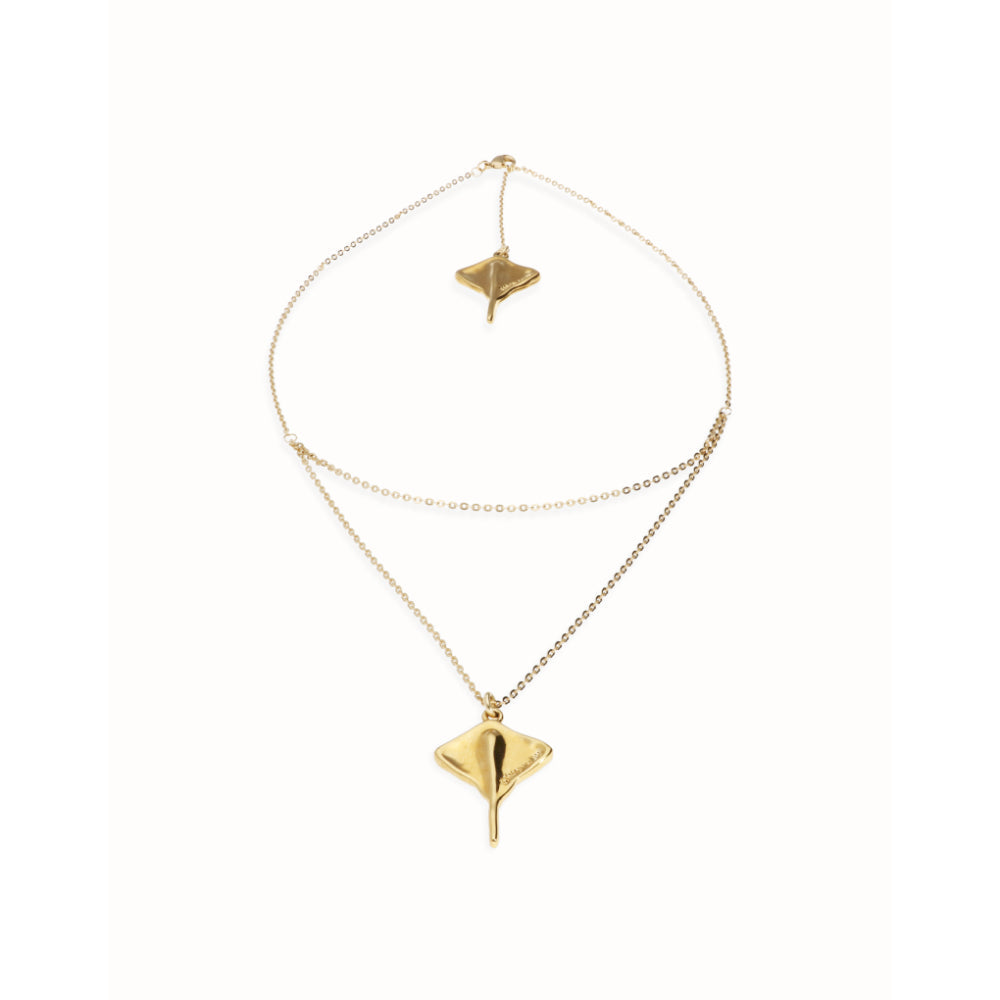 Unode50 18K Gold Plated Multi Strand Chain Manta Ray Necklace image 5