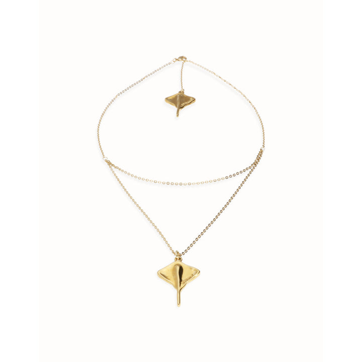 Unode50 18K Gold Plated Multi Strand Chain Manta Ray Necklace image 5