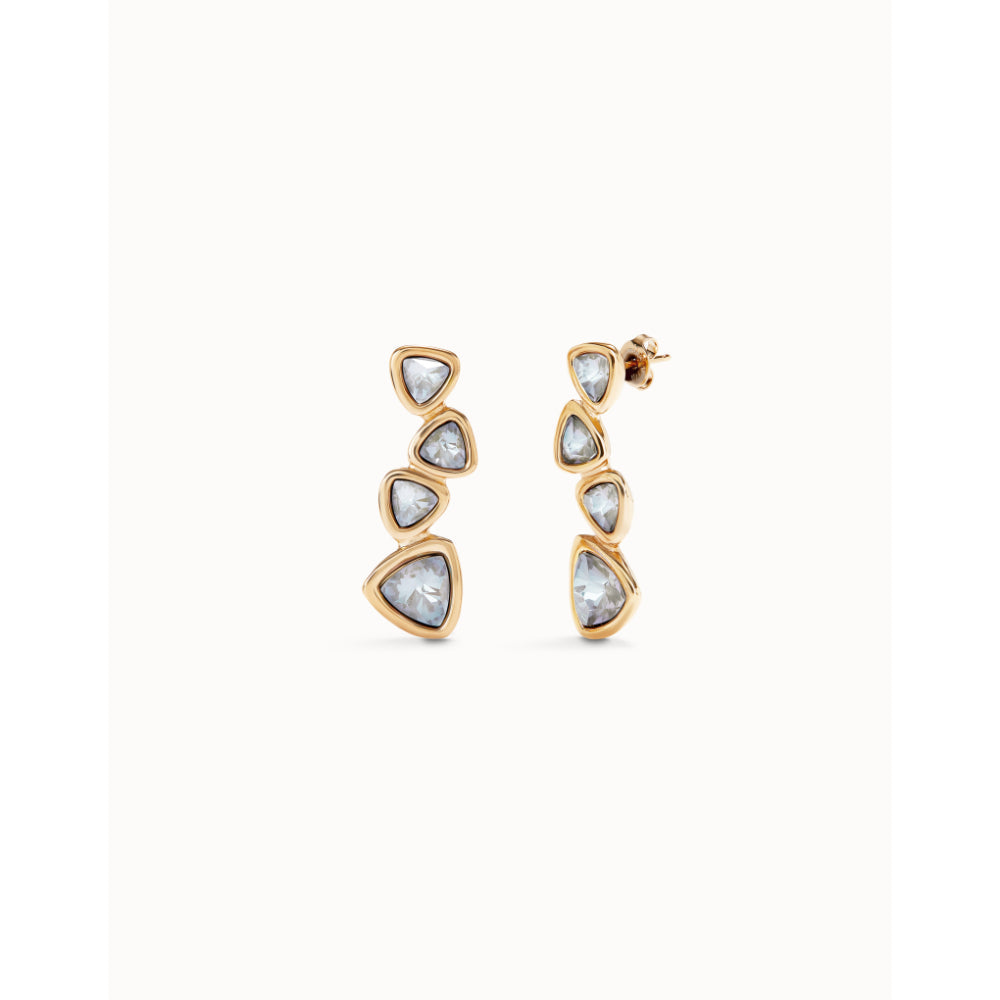 Unode50 18k Gold Plated Multicolored Crystals Drop Earrings image