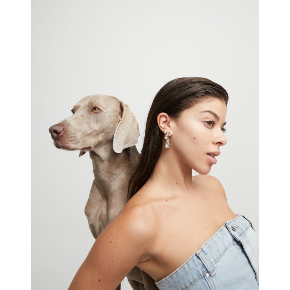 Unode50 18k Gold Plated Multicolored Crystals Drop Earrings - MococoUNOde50PEN0983OROEarrings