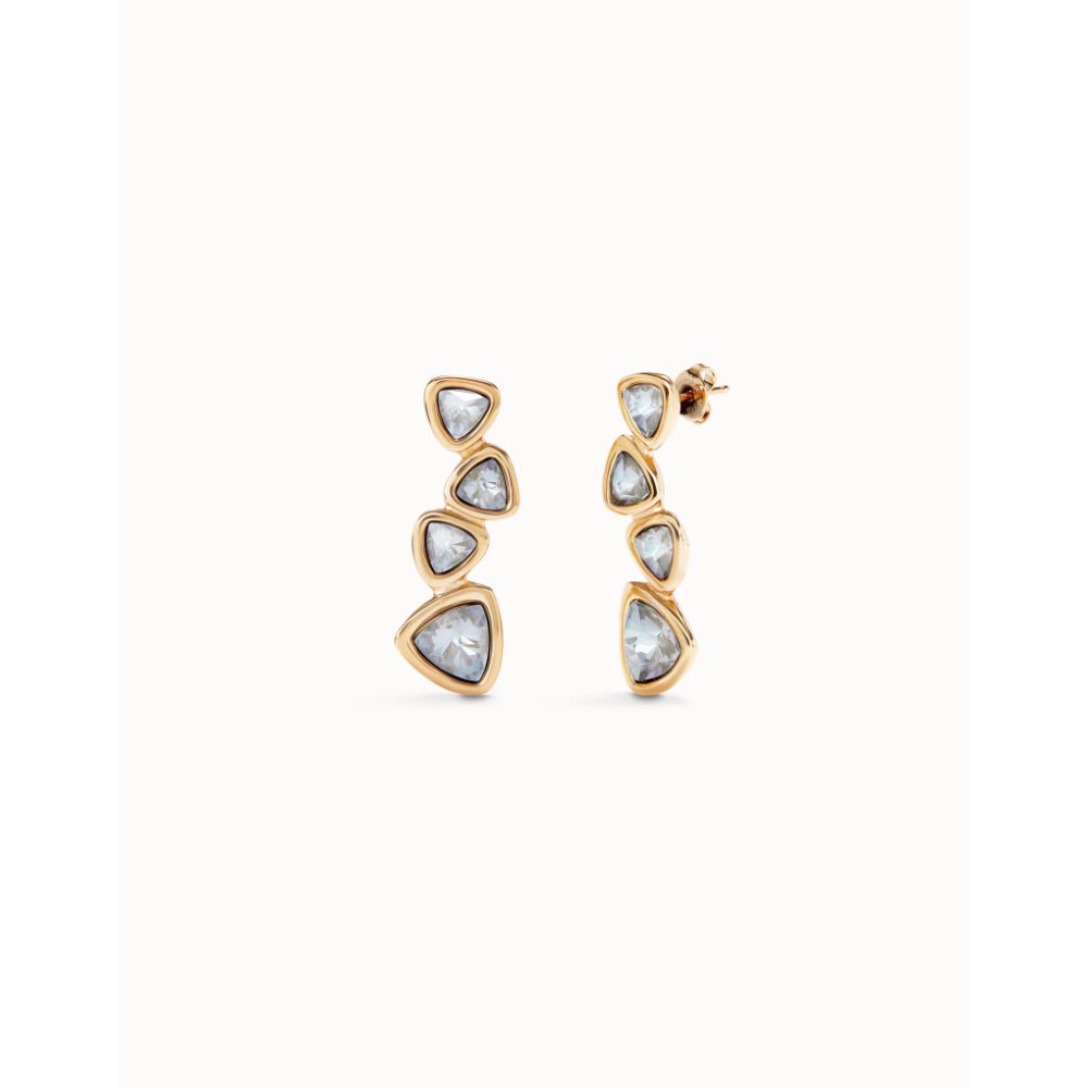 Unode50 18k Gold Plated Multicolored Crystals Drop Earrings - MococoUNOde50PEN0983OROEarrings