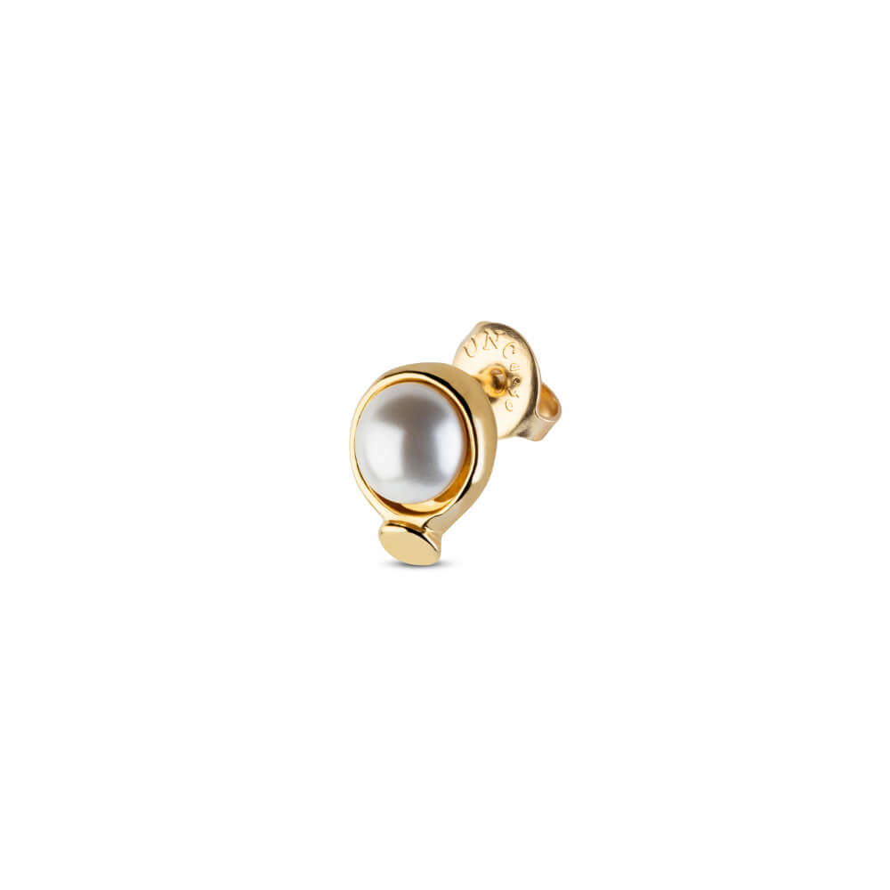 UNOde50 18K Gold - Plated Nailed Circle Pearl Piercing - MococoUNOde50Earrings