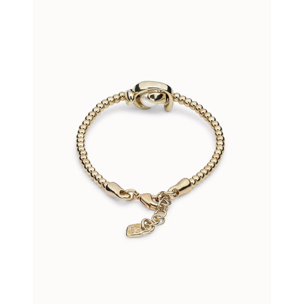 UNOde50 18K Gold - Plated One Strand Elastic Bracelet With Double Moon Bead - MococoUNOde50PUL2212BPLOROBracelet