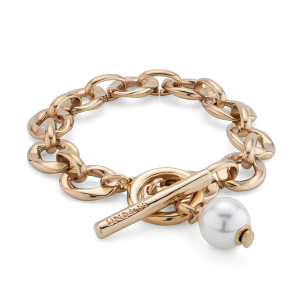 UNOde50 18K Gold - Plated Pearl Link Bracelet - MococoUNOde50PUL2365BPLORO0MBracelets