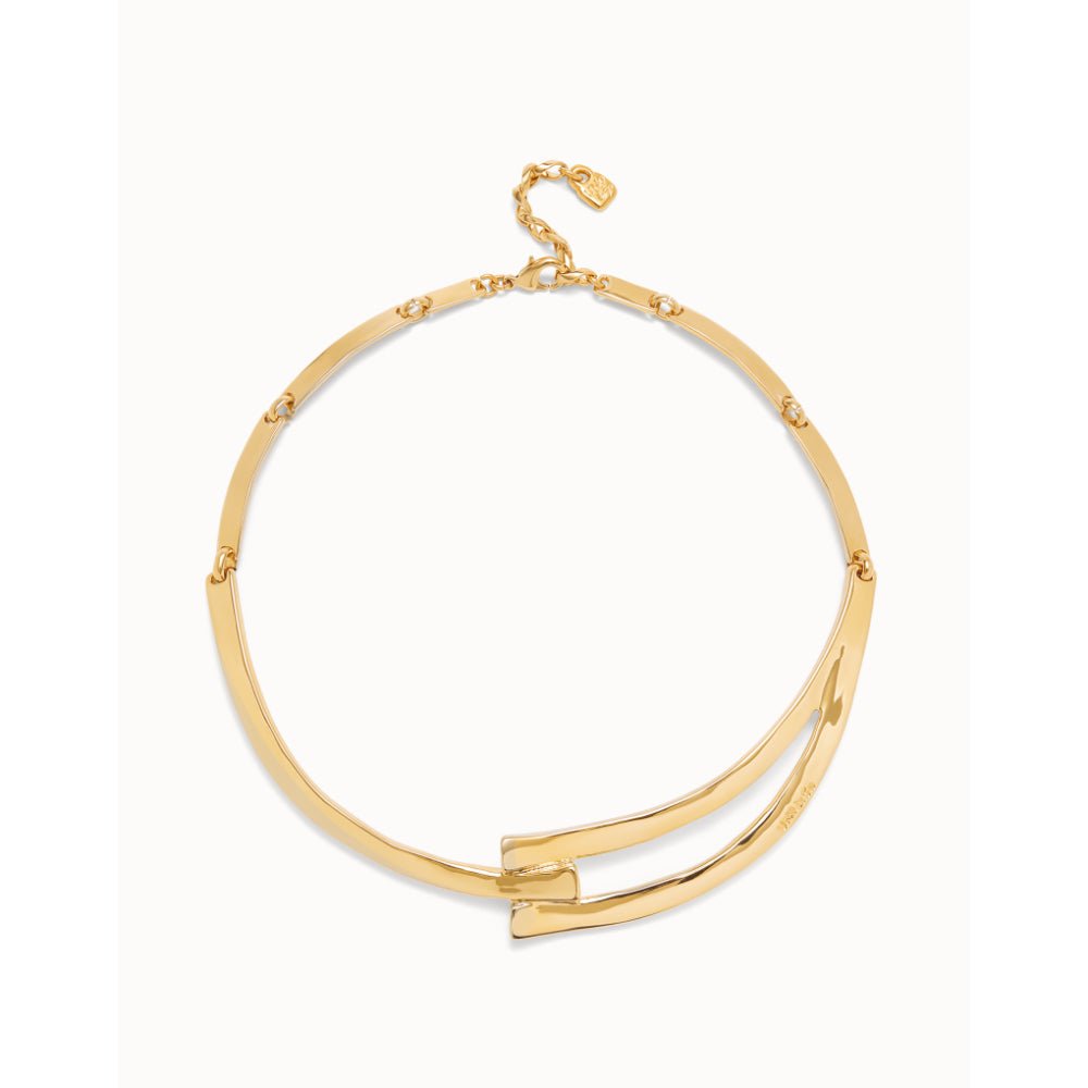 Unode50 18k Gold Plated Sculpted Choker Necklace - MococoUNOde50COL1976ORONecklaces
