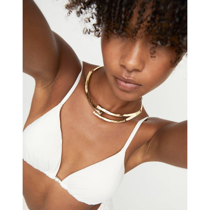 Unode50 18k Gold Plated Sculpted Choker Necklace - MococoUNOde50COL1976ORONecklaces