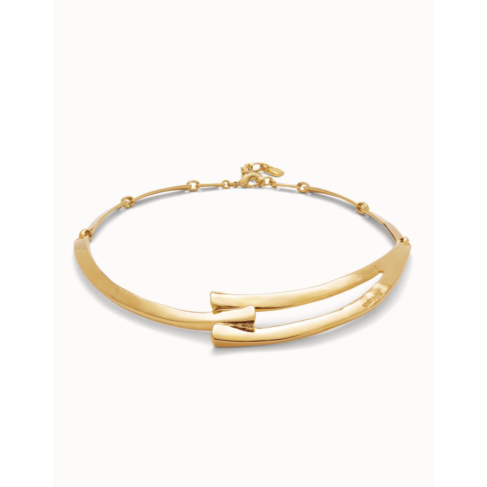 Unode50 18k Gold Plated Sculpted Choker Necklace - MococoUNOde50COL1976ORONecklaces