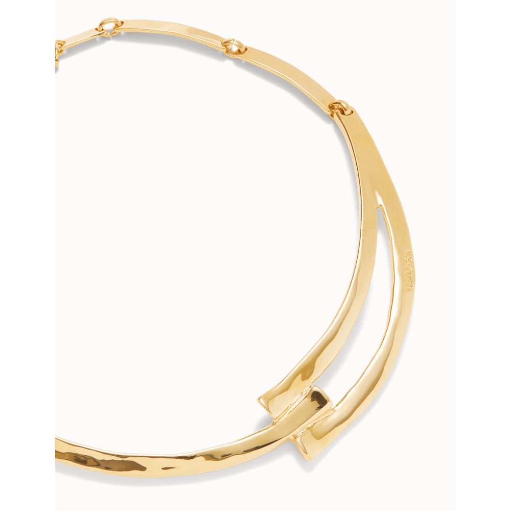 Unode50 18k Gold Plated Sculpted Choker Necklace - MococoUNOde50COL1976ORONecklaces
