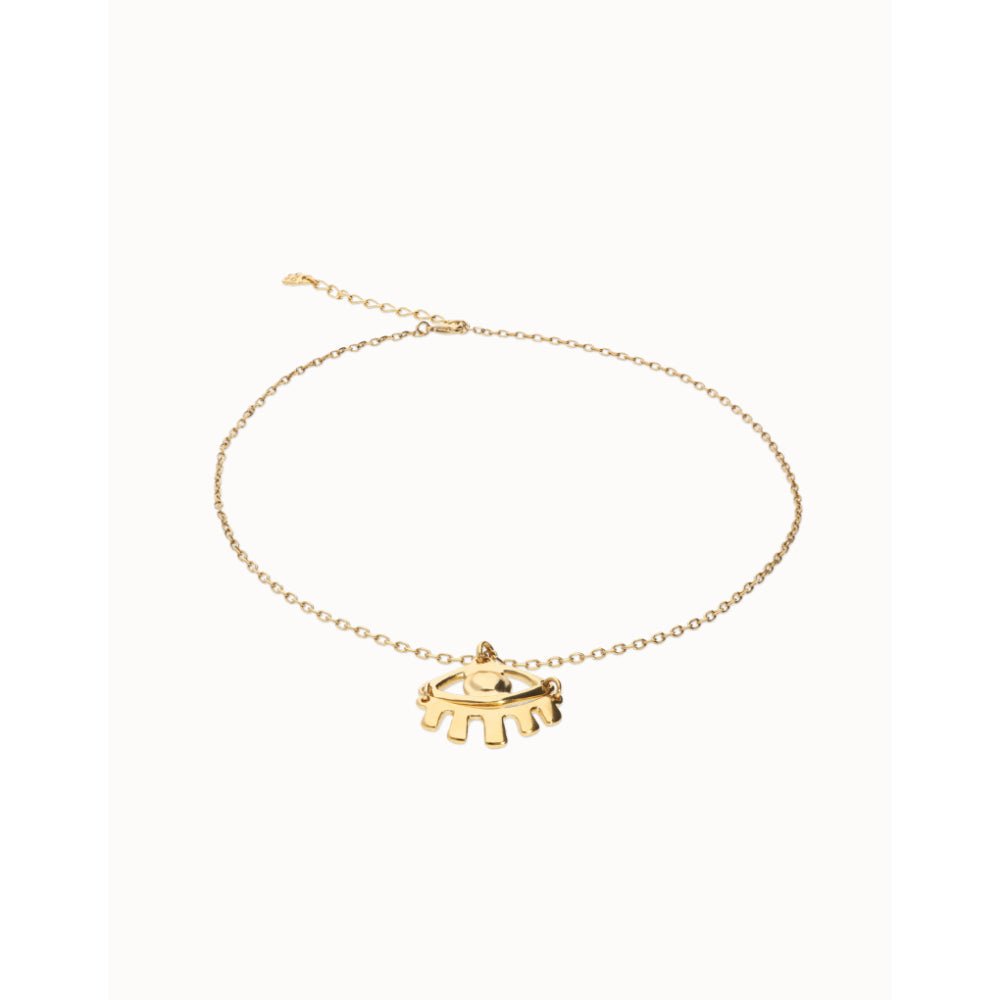 Unode50 18K Gold Plated Short Pendant Chain Small Eye Necklace - MococoUNOde50COL2035Necklace