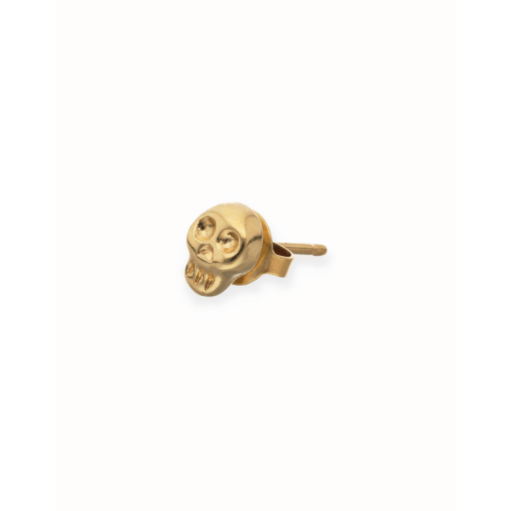 Unode50 18K Gold Plated Skull Single Stud Earring image