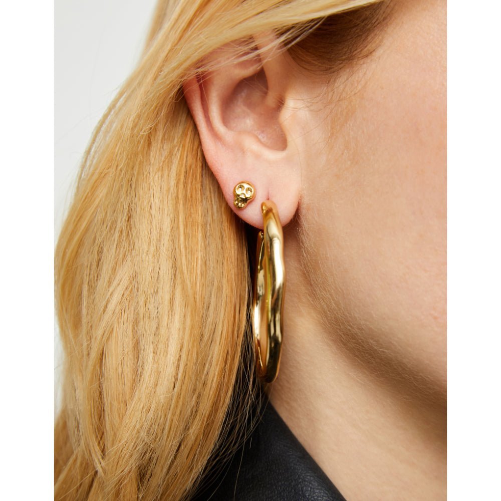 Unode50 18K Gold Plated Skull Single Stud Earring - MococoUNOde50PIE0017ORO0000UEarrings