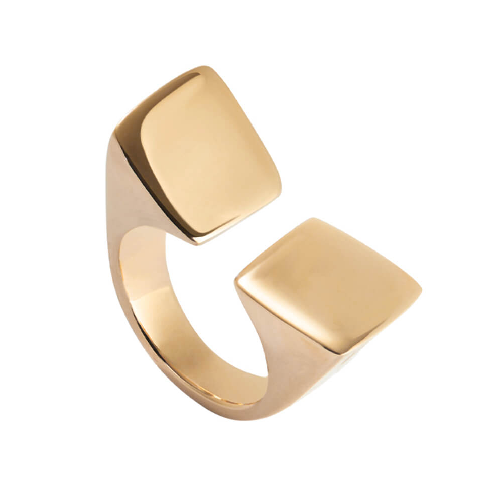 UNOde50 18K Gold - Plated Smooth Finish and Square Shaped Ring - MococoUNOde50ANI0822ORO00012Rings