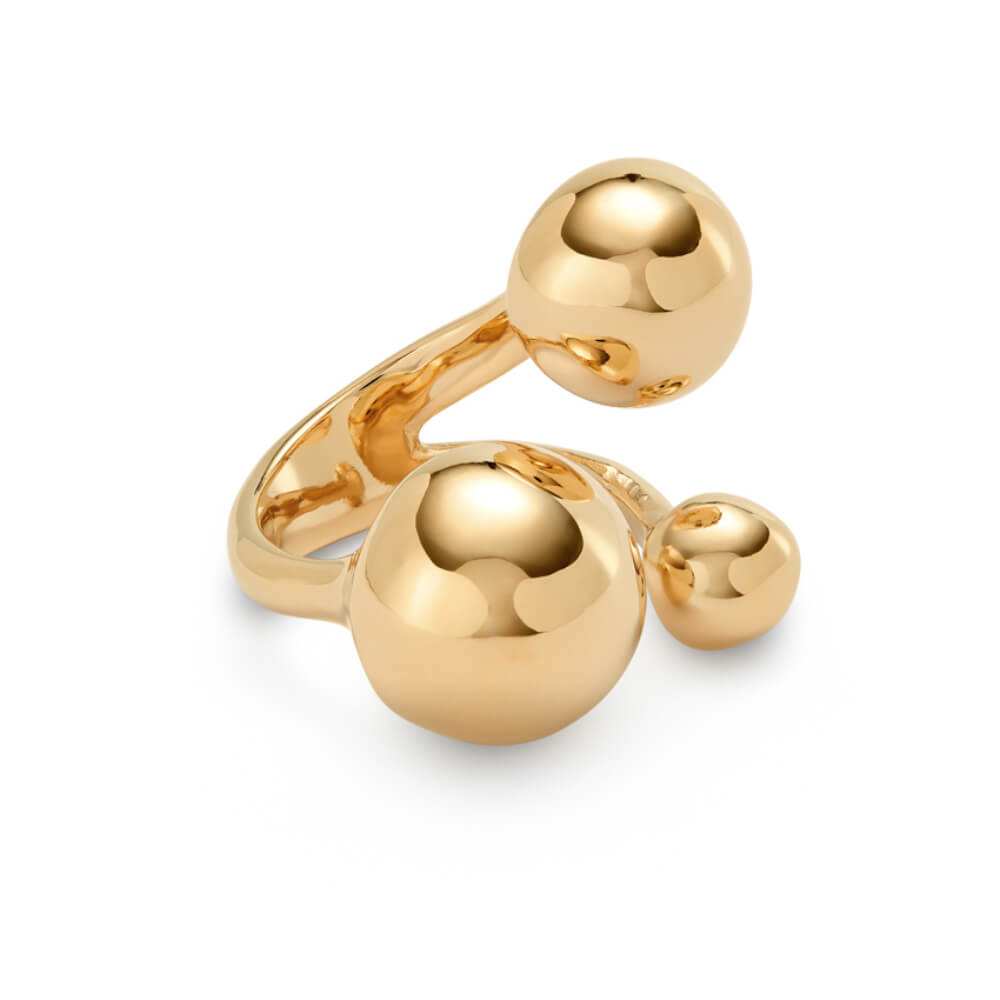 UNOde50 18K Gold - Plated Three Bubble - Shaped Beads of Different Sizes Ring - MococoUNOde50ANI0843ORO00012Rings