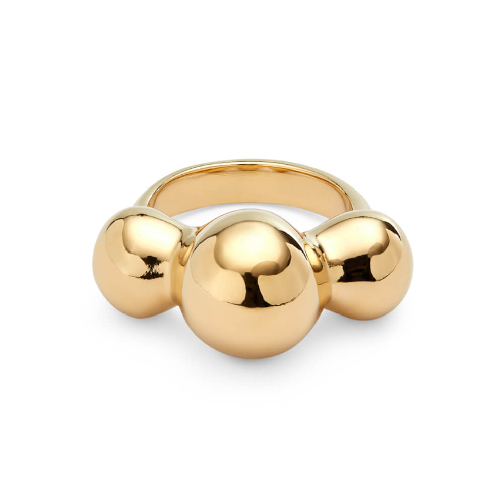 UNOde50 18K Gold - Plated Three Central Beads Ring - MococoUNOde50ANI0844ORO00012Rings