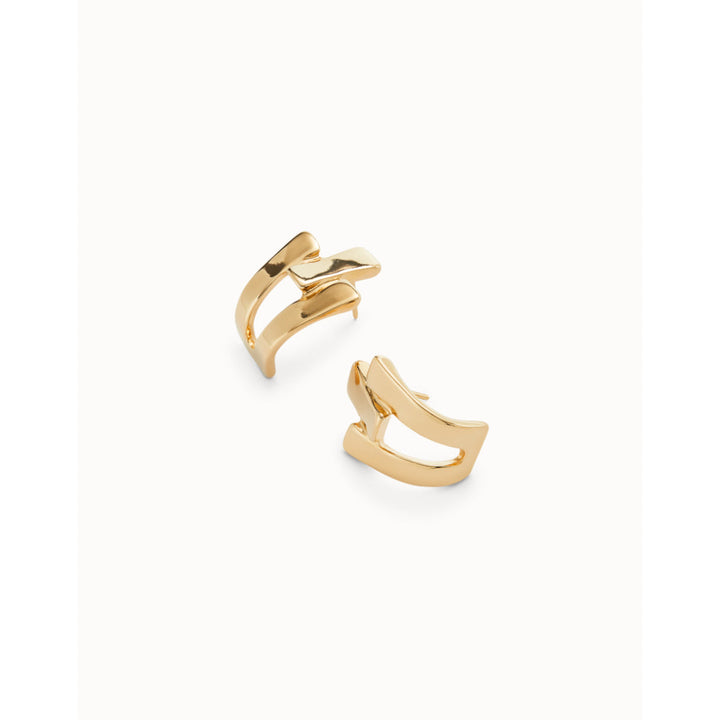 Unode50 18k Gold Plated Triple-Curve Stud Earrings image 2