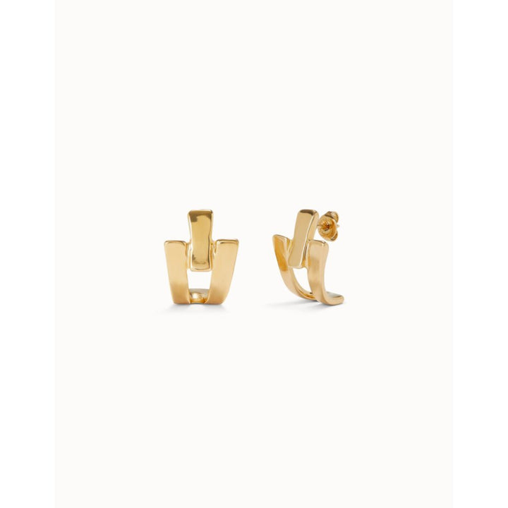 Unode50 18k Gold Plated Triple-Curve Stud Earrings - MococoUNOde50PEN0979ORO0000UEarrings