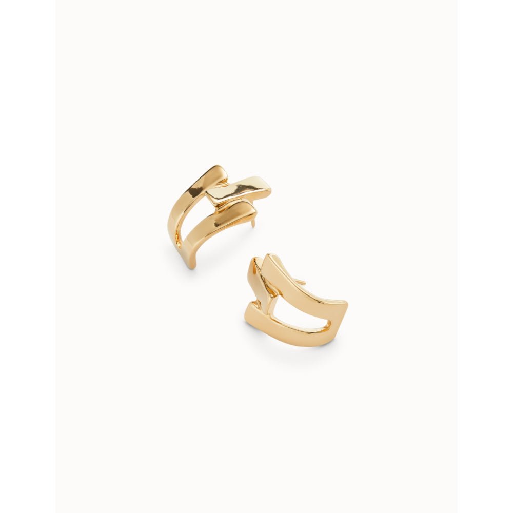 Unode50 18k Gold Plated Triple-Curve Stud Earrings - MococoUNOde50PEN0979ORO0000UEarrings