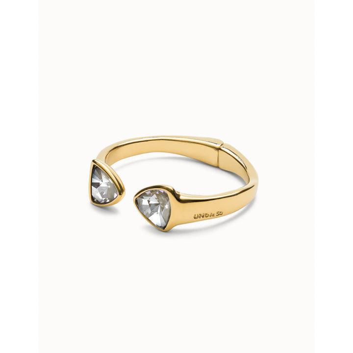 Unode50 18k Gold Plated Two Multicolored Crystals Bangle Bracelet image 2