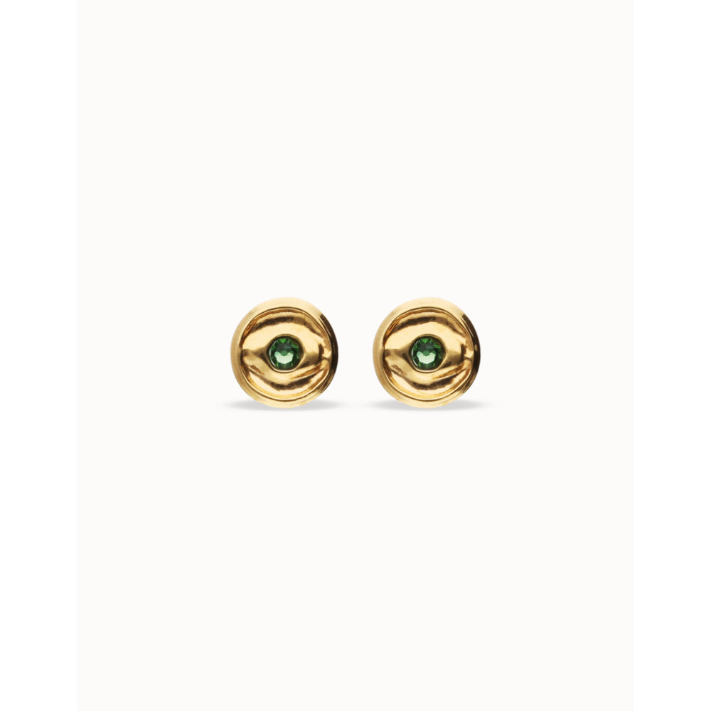 Unode50 18K Gold Plated Verde Crystal Stud Earrings image 2