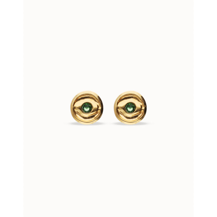 Unode50 18K Gold Plated Verde Crystal Stud Earrings image 2