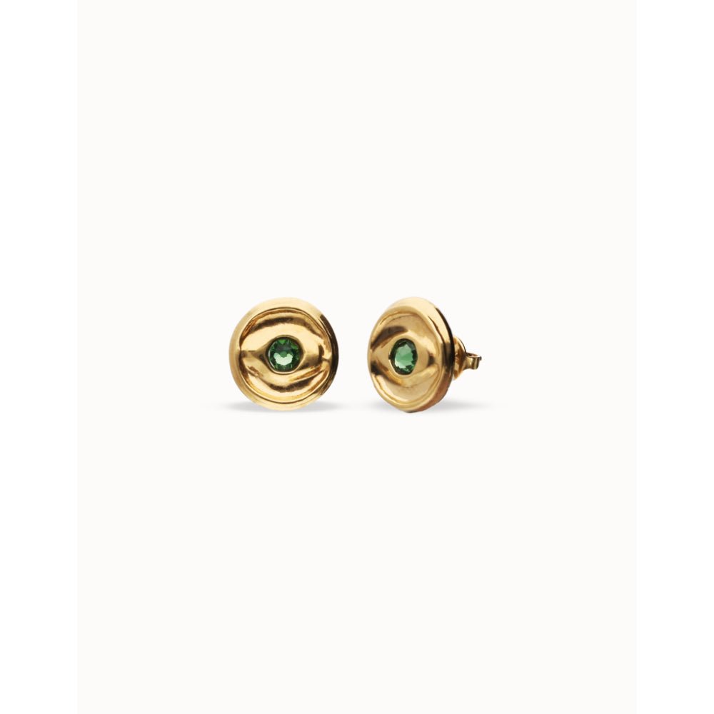 Unode50 18K Gold Plated Verde Crystal Stud Earrings - MococoUNOde50PEN1007-18KEarrings