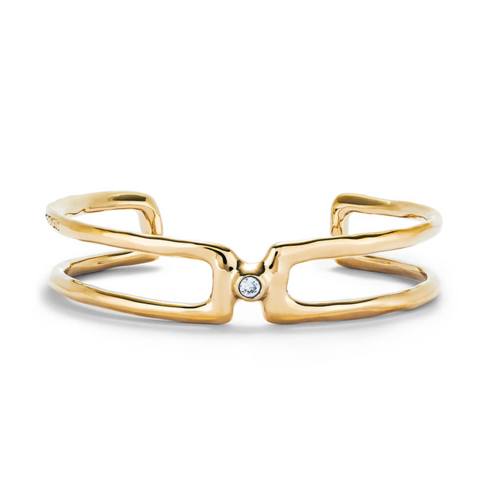 UNOde50 18K Gold - Plated White Topaz Bangle Bracelet - MococoUNOde50PUL2446BLNORO0MBracelets