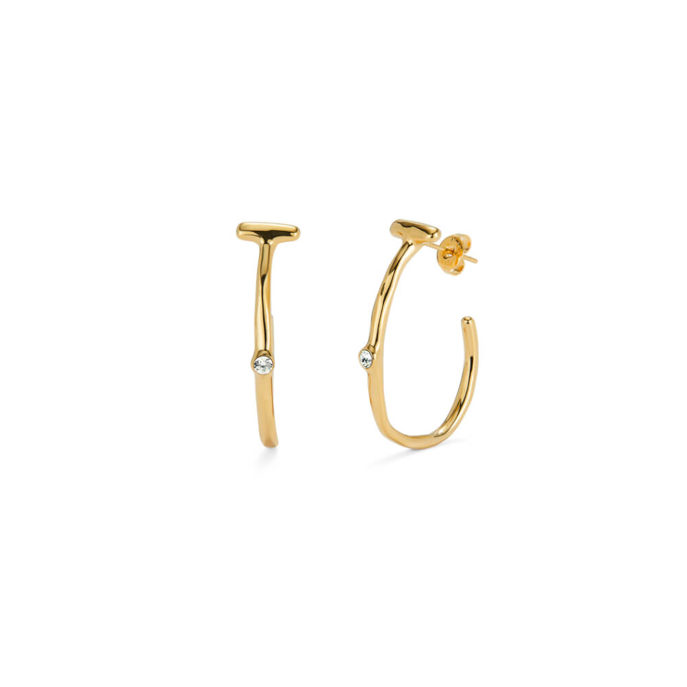 UNOde50 18K Gold - Plated White Topaz Hoop Earrings - MococoUNOde50PEN0959BLNORO0UEarrings