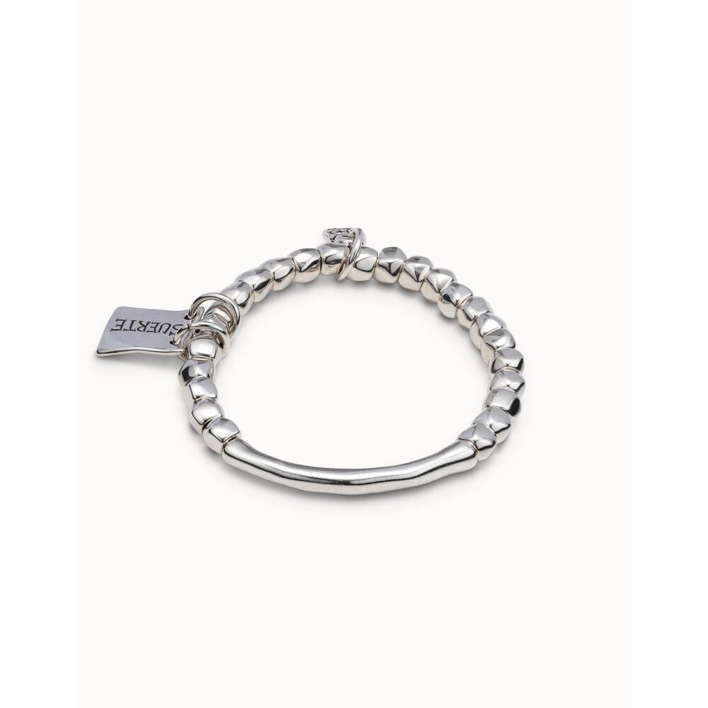 UNOde50 Bead Bracelet With Tubular Piece And Silver - Plated Plate With Message - MococoUNOde50PUL1210MTL000 - S/MBracelet